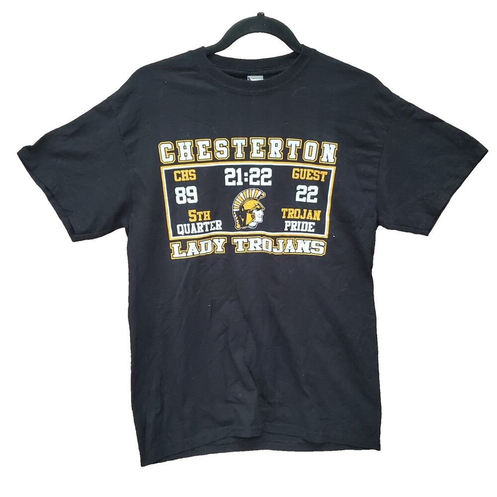 Chesterton Lady Trojans Black T-Shirt Medium Short Sleeve Polyester-Cotton